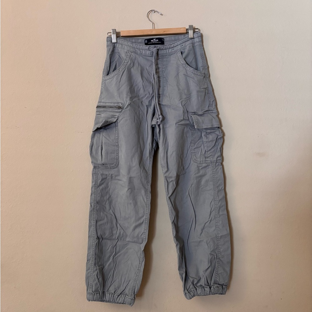Hollister Gray Cargo Parachute Baggy Pants